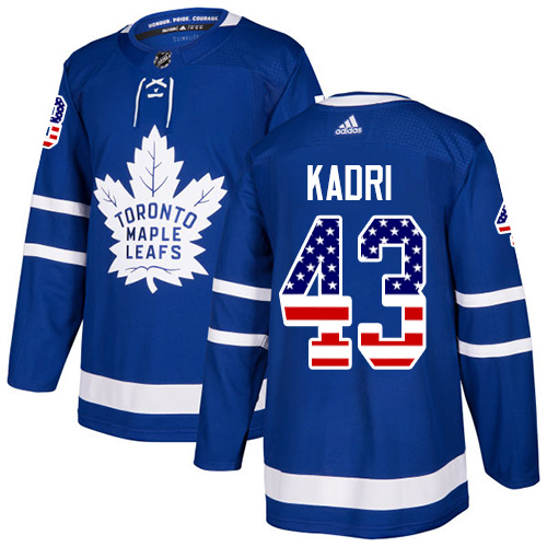 Adidas Maple Leafs #43 Nazem Kadri Blue Home Authentic USA Flag Stitched Youth NHL Jersey